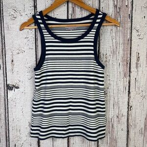 Vineyard Vines Navy Blue White Stripe Rib Knit Heritage Tank Top Small Tiny Flaw